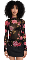 Free People Charlie Printed Mesh Top In Black Combo