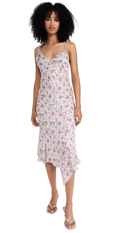 Isabel Marant Lucia Floral Asymmetric Midi Dress In White