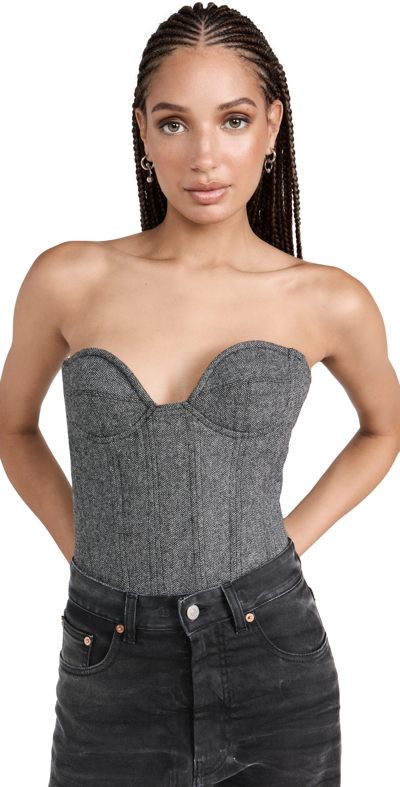 Rokh Sweetheart Wool Bustier Top In 32blackwhite