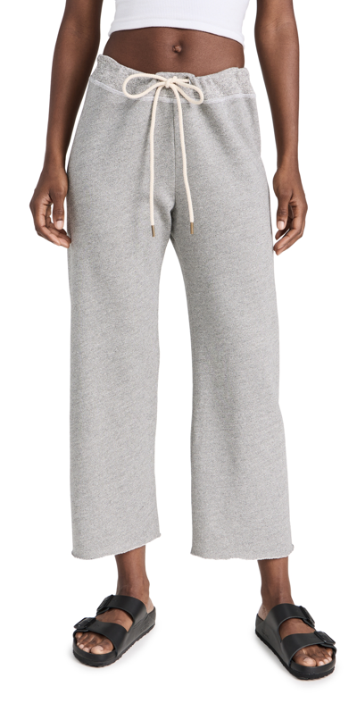 The Great The Wide Leg Cropped Sweatpants In Varsity Grey