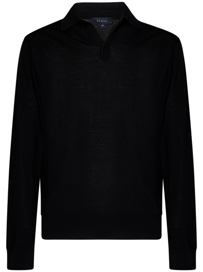 Sease Fine-knit Polo Shirt In Black