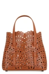 Alaïa Mina 20 Mini Leather Tote In Saddle Brown