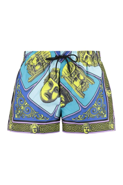 Versace Le Maschere-print Swim Shorts In Multicolor