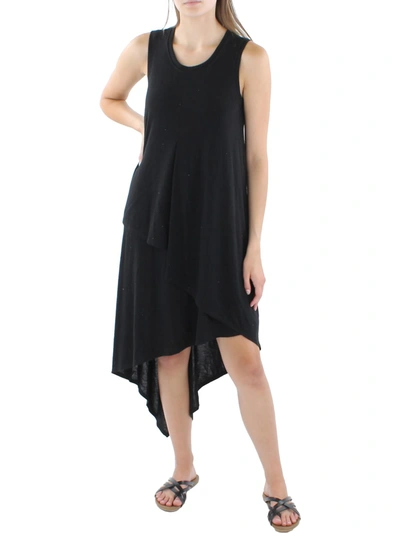 Kensie Womens Asymmetric Hi-low Midi Dress In Black
