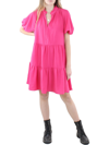 Cece Womens Ruffled Trim Short Mini Dress In Pink