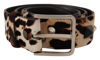 DOLCE & GABBANA Dolce & Gabbana Leopard Print Studded Leather Metal Buckle Men's Belt