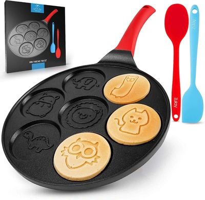 Zulay Kitchen Animal Face Designs Pancake Pan Nonstick Surface & Comfortable Handle In Red