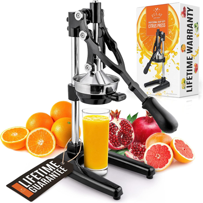 Zulay Kitchen Premium Quality Heavy Duty Manual Orange Juicer And Lime Squeezer Press Stand (extra Tall) In Black