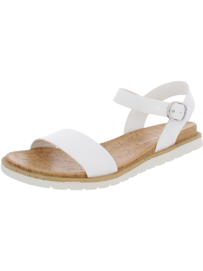 SUN + STONE MATTIE WOMENS CORK ANKLE STRAP FOOTBED SANDALS