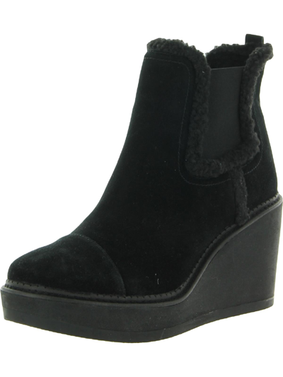 Sam Edelman Womens Suede Faux Fur Lined Ankle Boots In Black