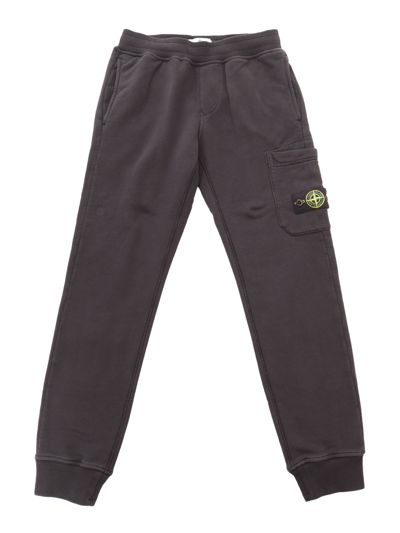 Stone Island Cotton Cargo Sweatpants In Black