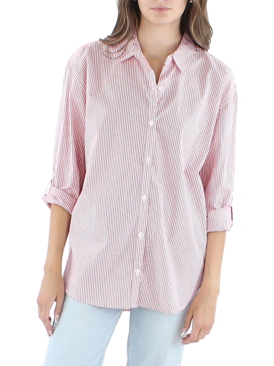 Gloria Vanderbilt Womens Striped Collared Button-down Top In Multi