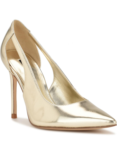 Nine West Favon Womens Faux Leather Metallic Pumps In Gold