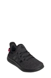 Adidas Originals Kids' Cloudfoam Pure Running Shoe In Black/ Black/ Lucid Pink
