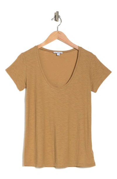 James Perse Deep V-neck T-shirt In Bronze