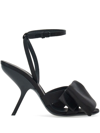 Ferragamo Heel Sandals With Bow Detail And Open Toe In Black