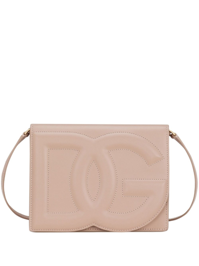Dolce & Gabbana Logo Cross Body Bag In Nude & Neutrals