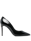 Dolce & Gabbana Stiletto Heel Patent Finish Pointed Toe Pumps In Black