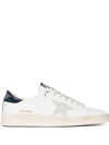 Golden Goose Stardan Sneakers With Ice-gray Suede Star And Glossy Black Leather Heel Tab In White