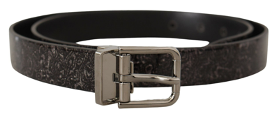 Dolce & Gabbana Black Goccia Glitter Patent Leather Buckle Vernice Belt