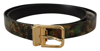 Dolce & Gabbana Black Green Leather Bronze Metal Buckle Belt In Green