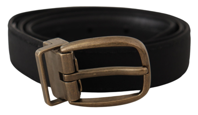 DOLCE & GABBANA DOLCE & GABBANA ELEGANT GROSGRAIN LEATHER BELT - MEN'S BLACK