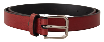 DOLCE & GABBANA DOLCE & GABBANA ELEGANT MAROON ITALIAN LEATHER MEN'S BELT