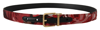 Dolce & Gabbana Red Jacquard Rose Leather Gold Metal Buckle Belt In Red