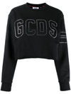 GCDS CROPPED SWEATER WITH CRYSTAL LOGO