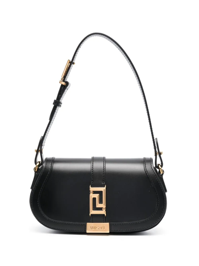 Versace Mini Greca Goddess Shoulder Bag In Leather In Black