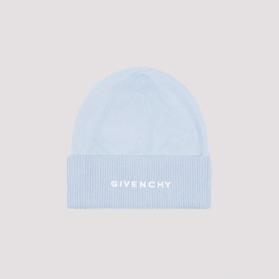 Givenchy Beanie Hat In Light Blue White