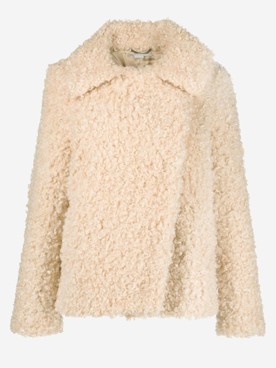 Stella Mccartney Short Teddy Coat In Beige