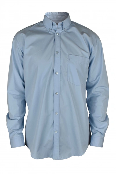 Balenciaga Luxury Shirt For Men   Blue Oversized Shirt With White  Logo
