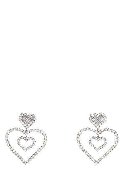 Alessandra Rich Double Hearts Crystal Earrings In Not Applicable