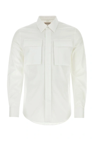 Alexander Mcqueen Patch-pocket Cotton-poplin Shirt In White