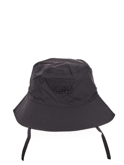 Ganni Recycled Bucket Hat In Black