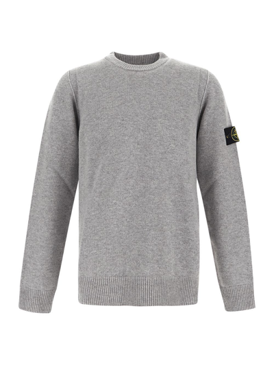 Stone Island Wool Crewneck Sweater Lavander In Grey