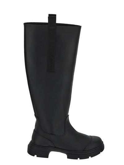 Ganni Country 50mm Knee-high Boots In Black