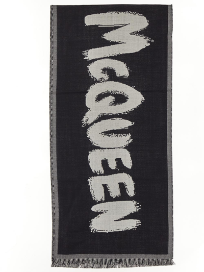 Alexander Mcqueen Oversize Graffiti Logo Scarf