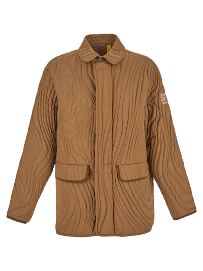 Moncler Harter-heighway Short Down Jacket Beige In Brown
