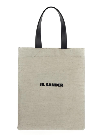Jil Sander Logo-print Tote Bag In Beige