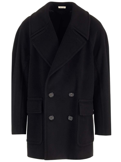 Alexander Mcqueen Oversized Peacoat In Black