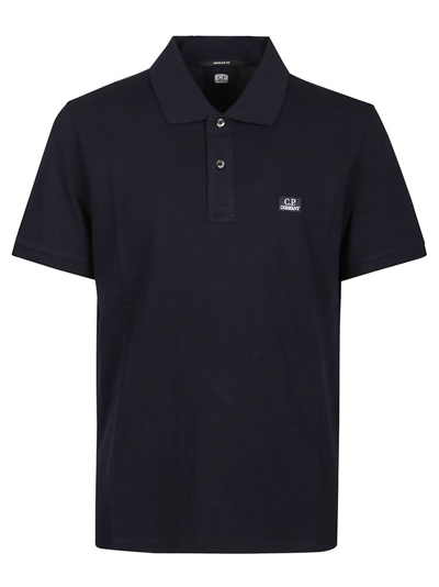 C.p. Company Logo Patch Short Sleeved Polo Shirt In Black