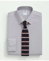 Brooks Brothers Stretch Supima Cotton Non-iron Pinpoint Oxford Ainsley Collar, Gingham Dress Shirt | Grey | Size 17