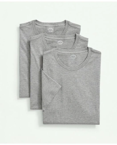 Brooks Brothers Supima Cotton Crewneck 3 Pack T-shirts In Grey