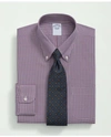 Brooks Brothers Stretch Supima Cotton Non-iron Poplin Polo Button-down Collar, Checked Dress Shirt | Dark Red | Size