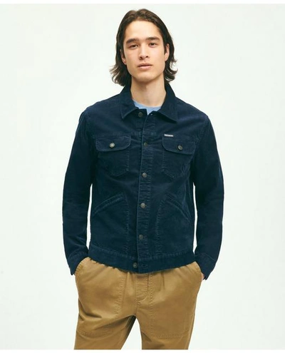 Brooks Brothers Medium Wale Corduroy Trucker Jacket | Navy | Size 2xl In Navy