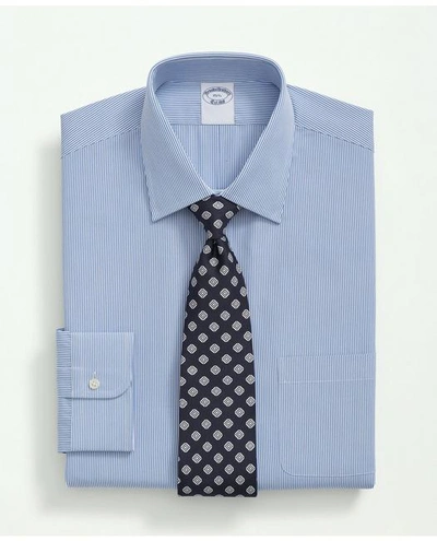 Brooks Brothers Supima Cotton Poplin Ainsley Collar, Micro Striped Dress Shirt | Light Blue | Size 15 32