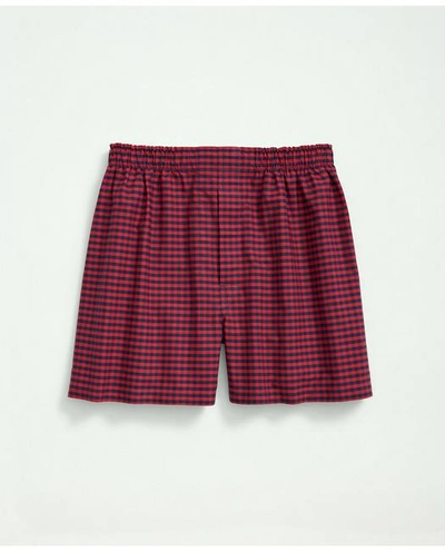 Brooks Brothers Cotton Oxford Gingham Boxers | Red | Size Small