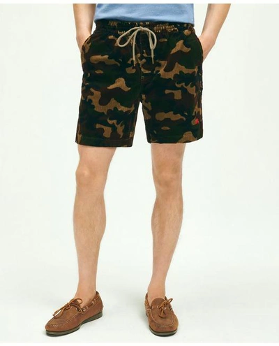 Brooks Brothers Stretch Cotton Camouflage Drawstring Friday 8-wale Corduroy Shorts Pants In Multicolor